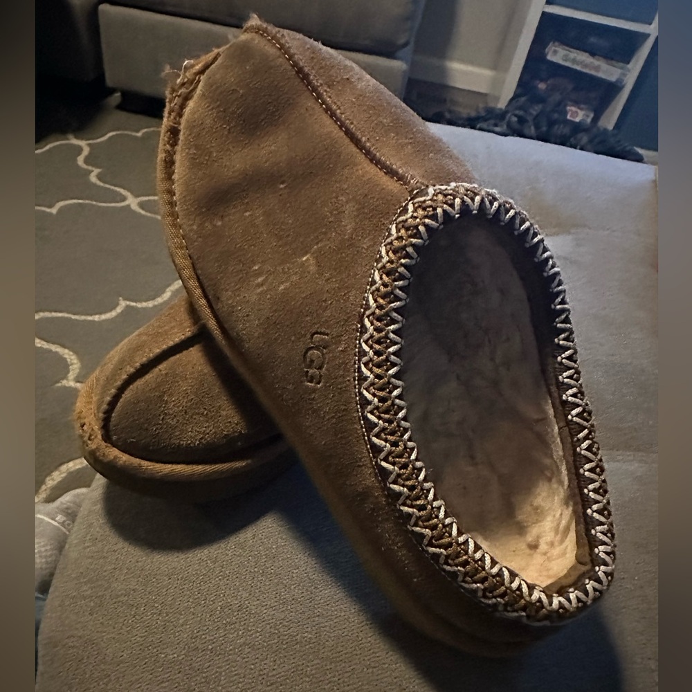 UGG Brown Suede Shearling-Lined Women's Slip-On Slippers